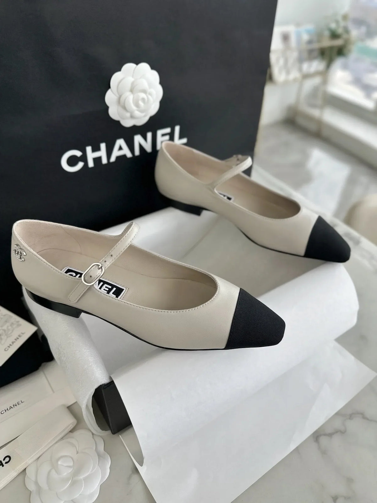Chanel 24P Grey Flat Mary Jane 543479