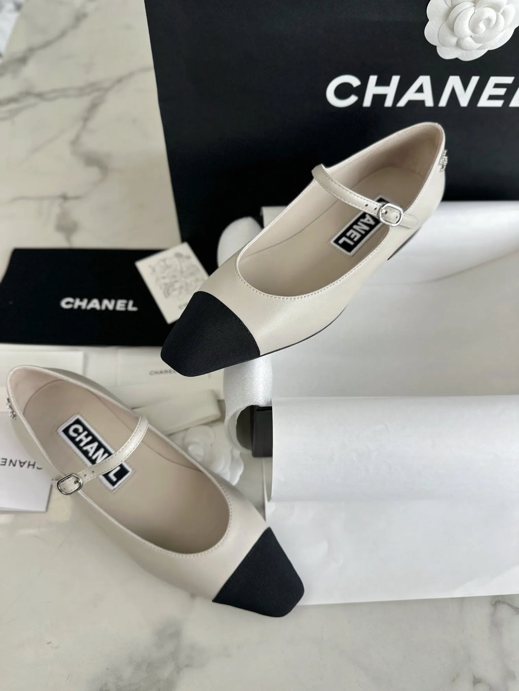 Chanel 24P Grey Flat Mary Jane 543479