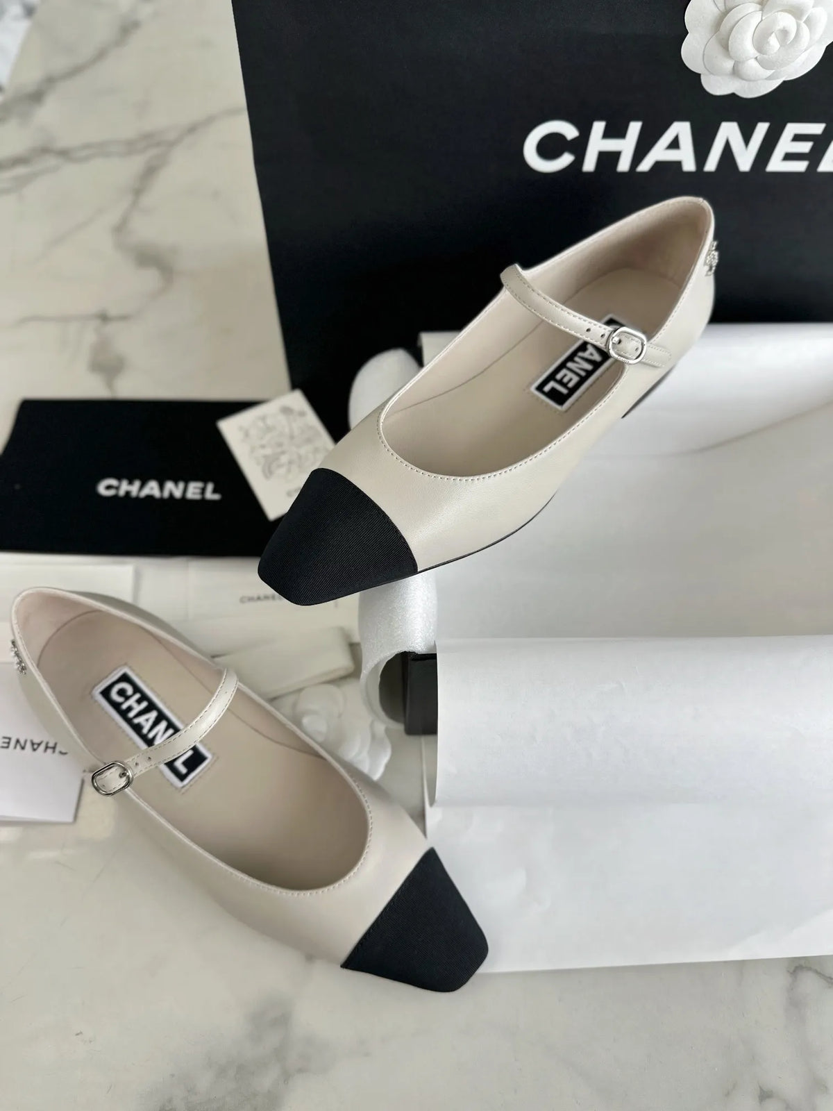 Chanel 24P Grey Flat Mary Jane 543479