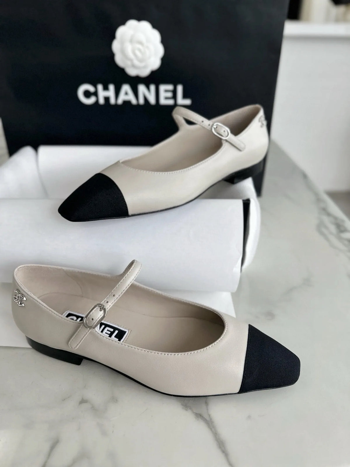 Chanel 24P Grey Flat Mary Jane 543479