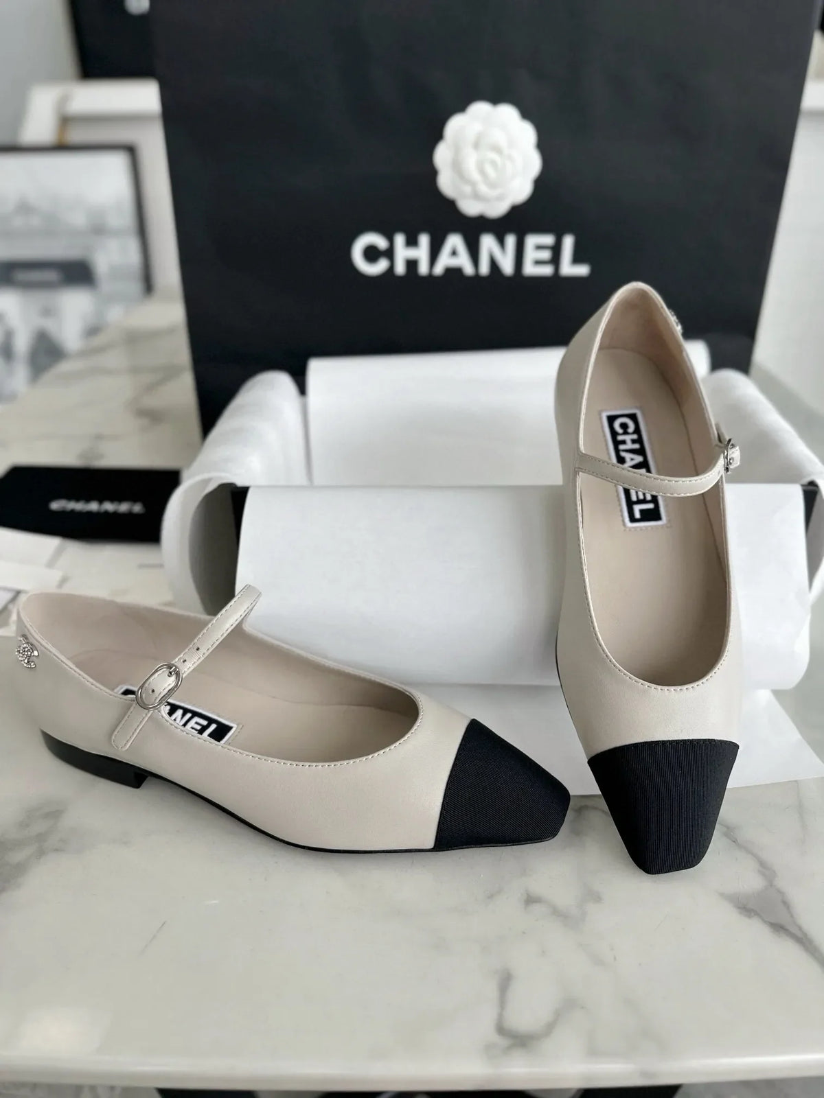 Chanel 24P Grey Flat Mary Jane 543479