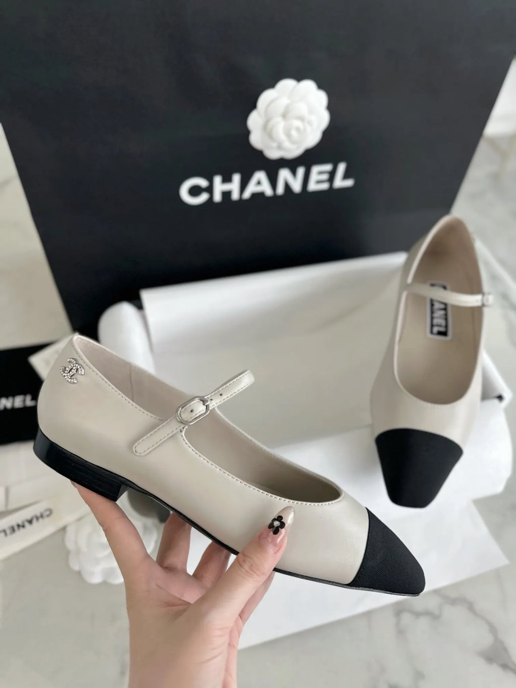 Chanel 24P Grey Flat Mary Jane 543479