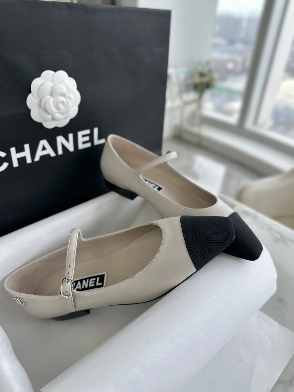 Chanel 24P Grey Flat Mary Jane 543479