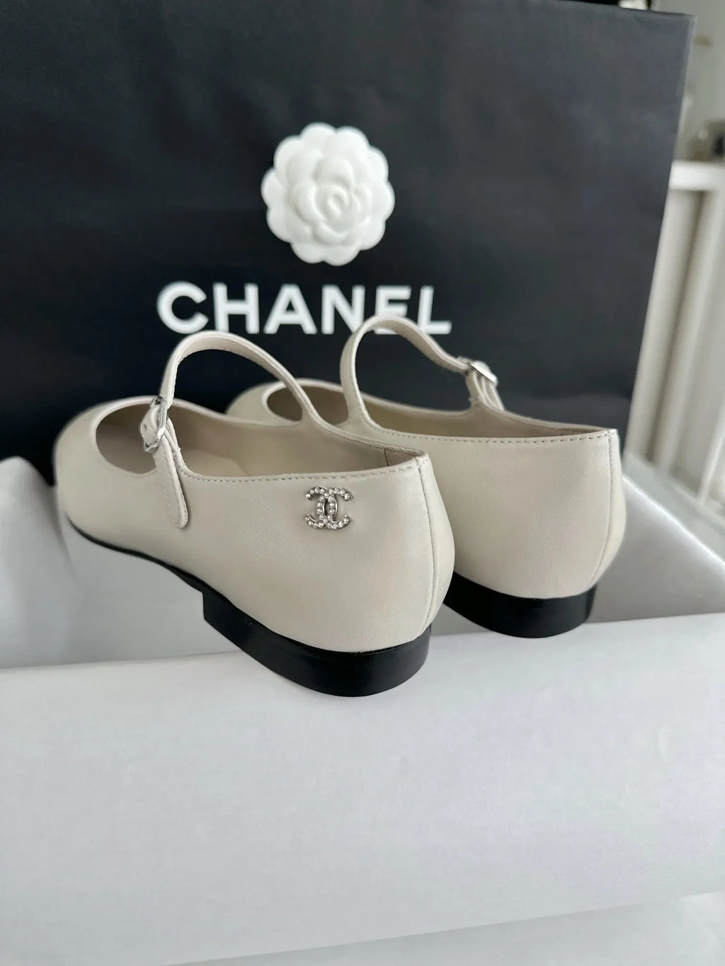 Chanel 24P Grey Flat Mary Jane 543479