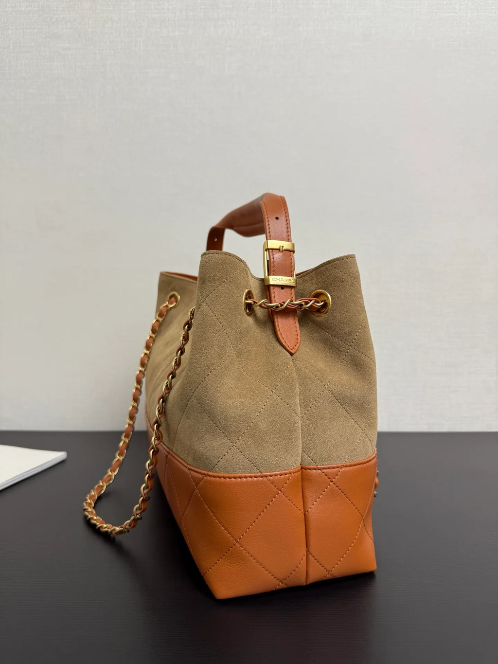 Chanel 25A Quilted Shoulder Bag Suede Calfskin Leather