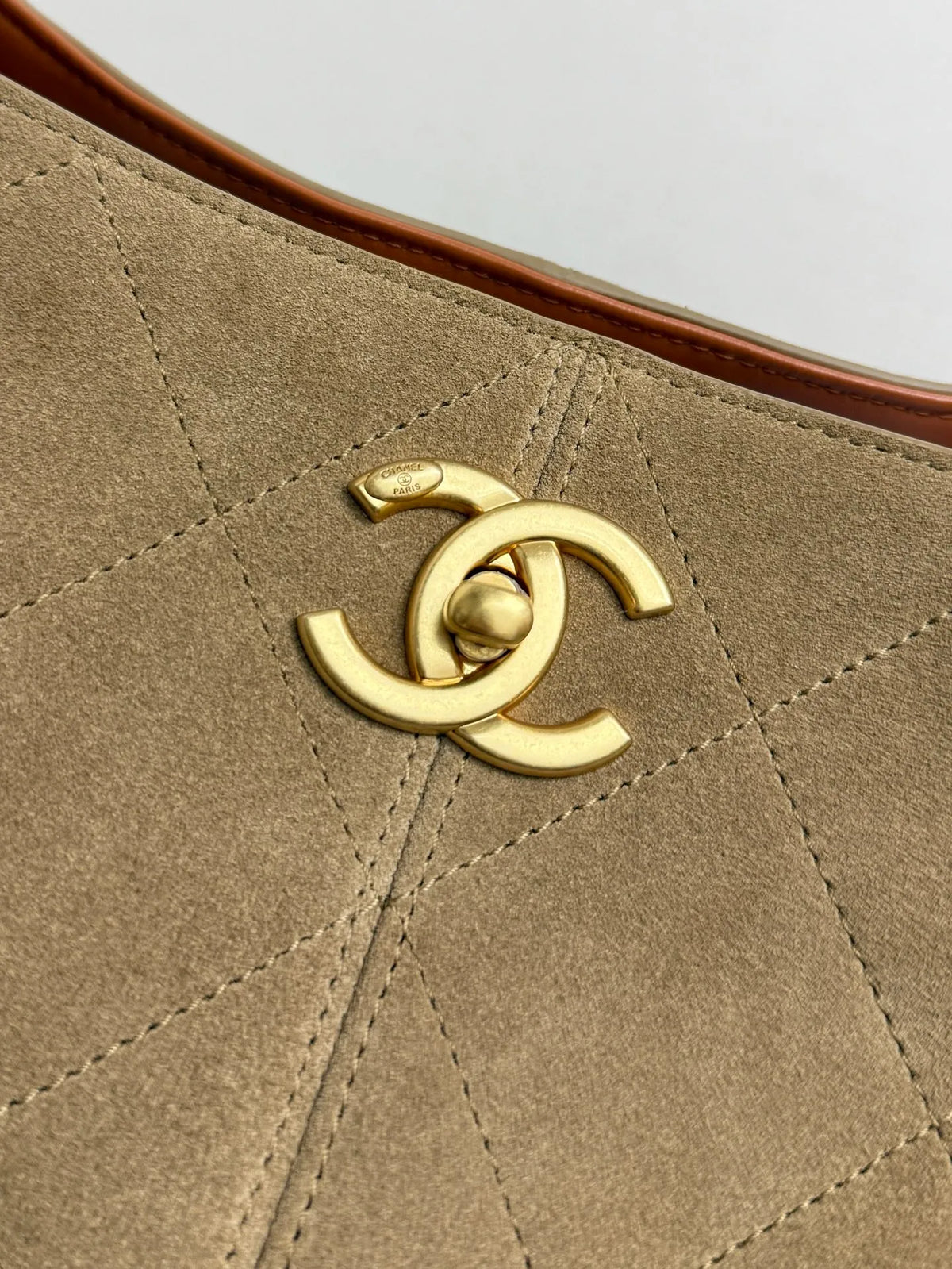 Chanel 25A Quilted Shoulder Bag Suede Calfskin Leather