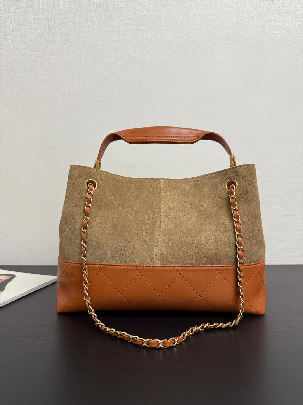 Chanel 25A Quilted Shoulder Bag Suede Calfskin Leather