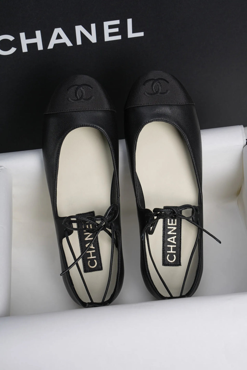Chanel 25C Lace-up Flat Black Mary Jane 659423