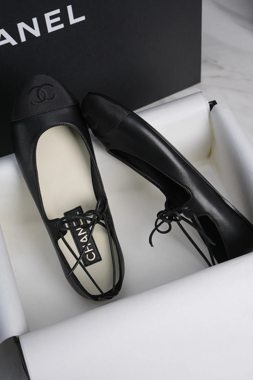 Chanel 25C Lace-up Flat Black Mary Jane 659423
