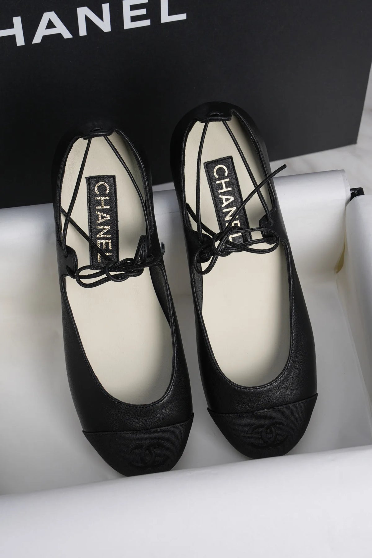 Chanel 25C Lace-up Flat Black Mary Jane 659423