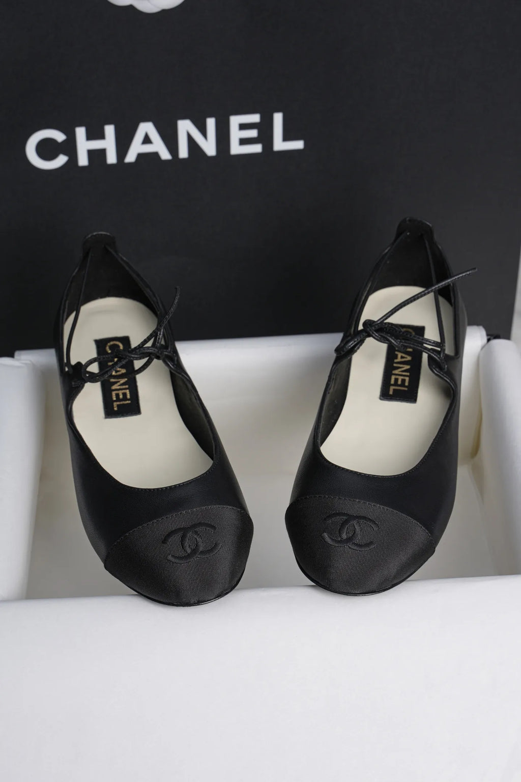 Chanel 25C Lace-up Flat Black Mary Jane 659423
