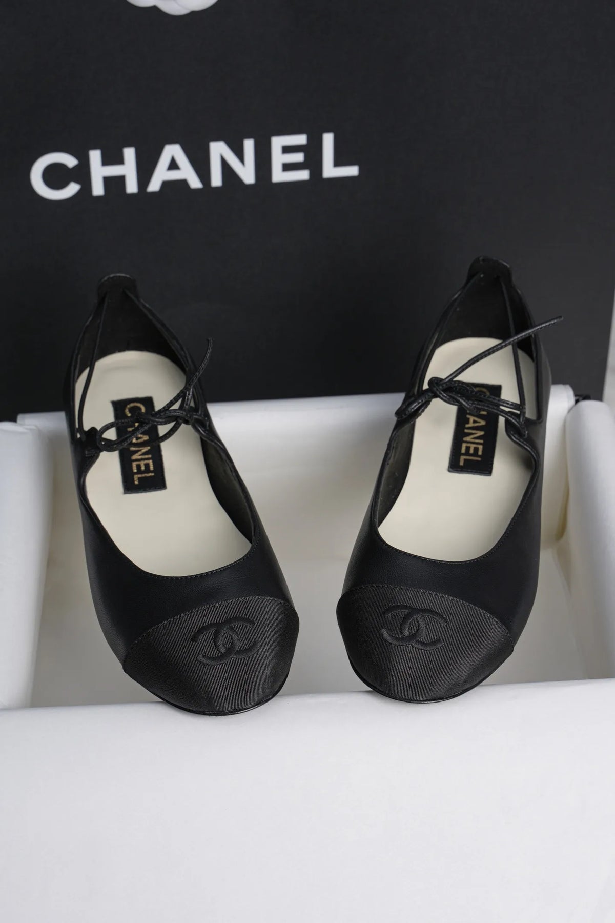 Chanel 25C Lace-up Flat Black Mary Jane 659423