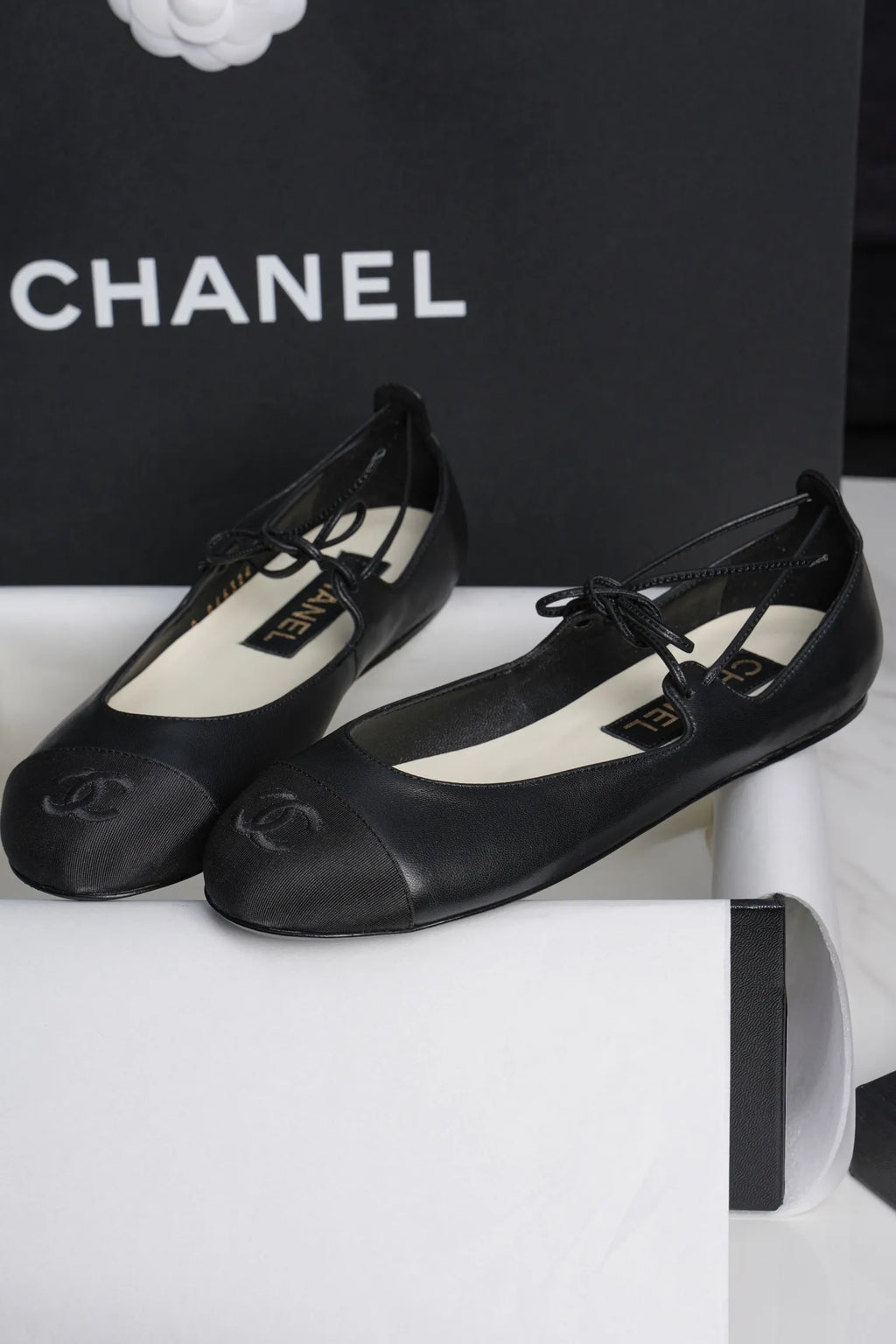 Chanel 25C Lace-up Flat Black Mary Jane 659423