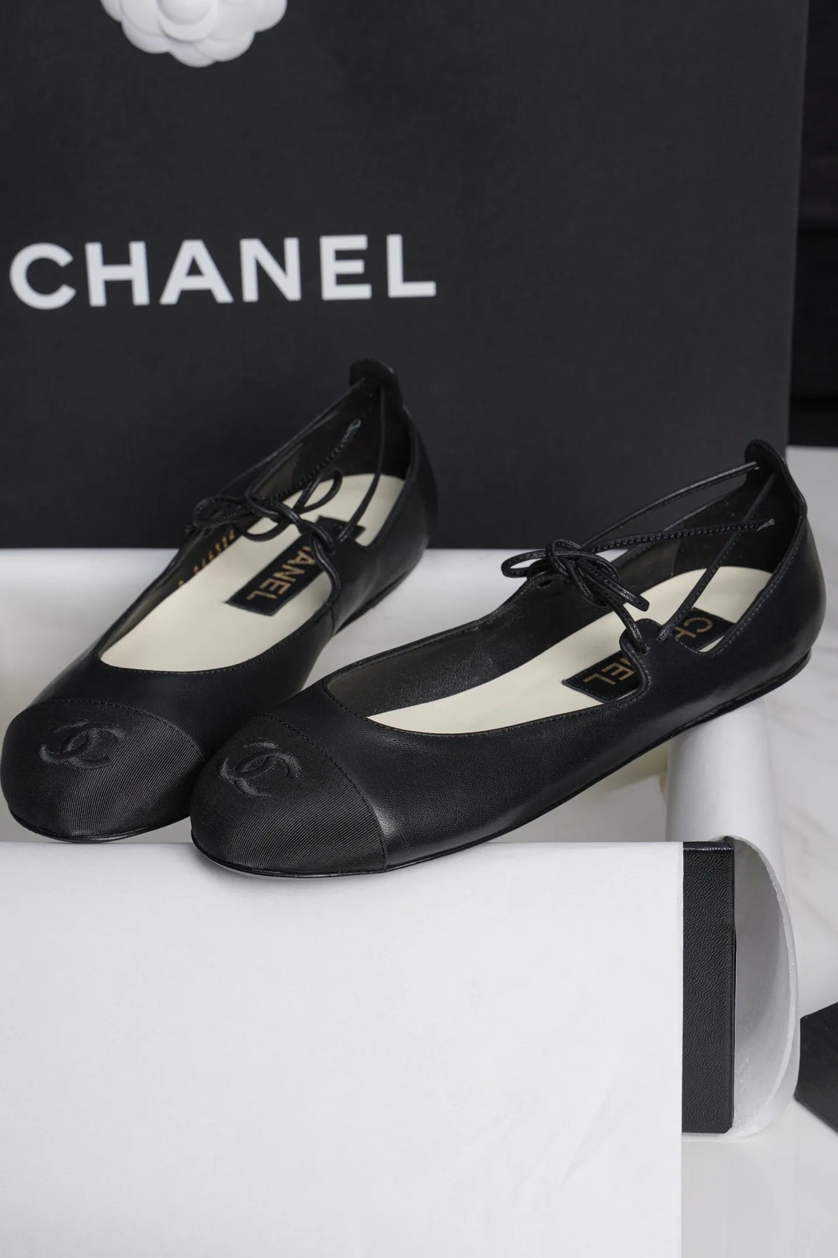 Chanel 25C Lace-up Flat Black Mary Jane 659423