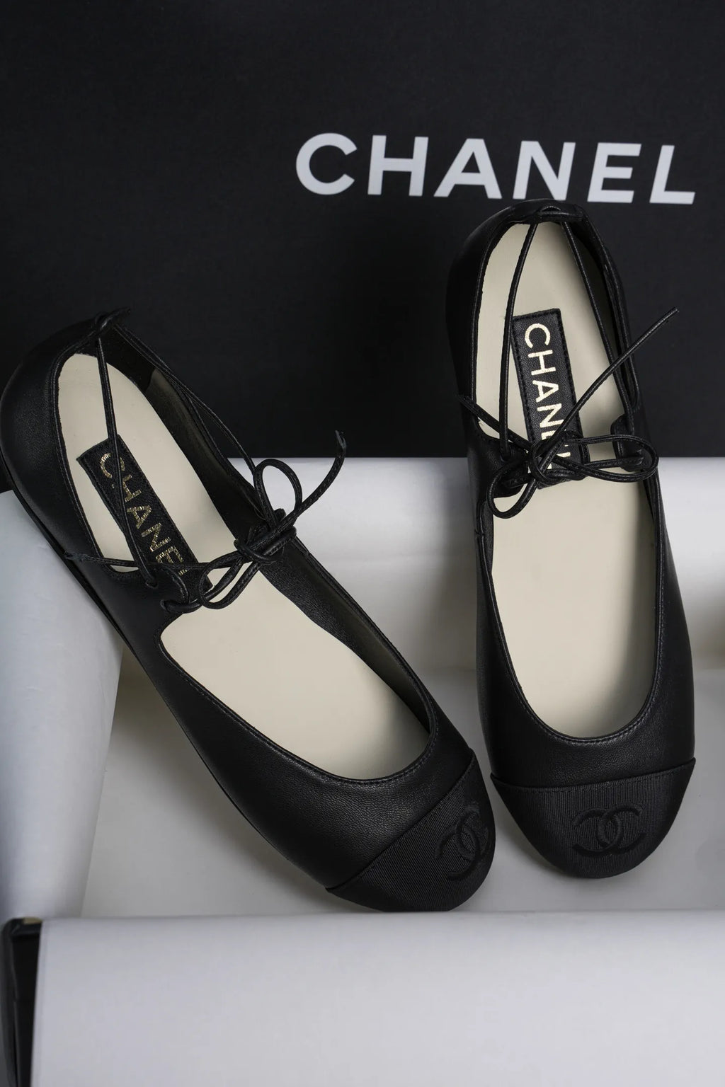 Chanel 25C Lace-up Flat Black Mary Jane 659423