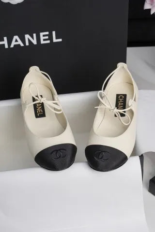 Chanel 25C Strappy Flat Black and White Mary Jane 659424