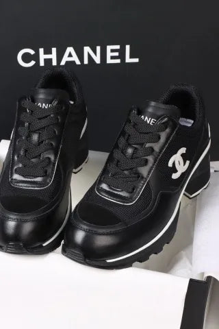 Chanel 25K Black High-Heeled Sneakers 305034
