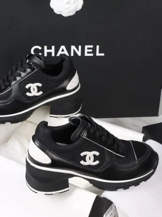 Chanel 25K Black High-Heeled Sneakers 305034