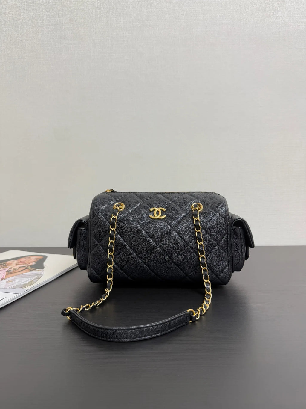 Chanel 25K Quilted Caviar Bowling Bag 99517