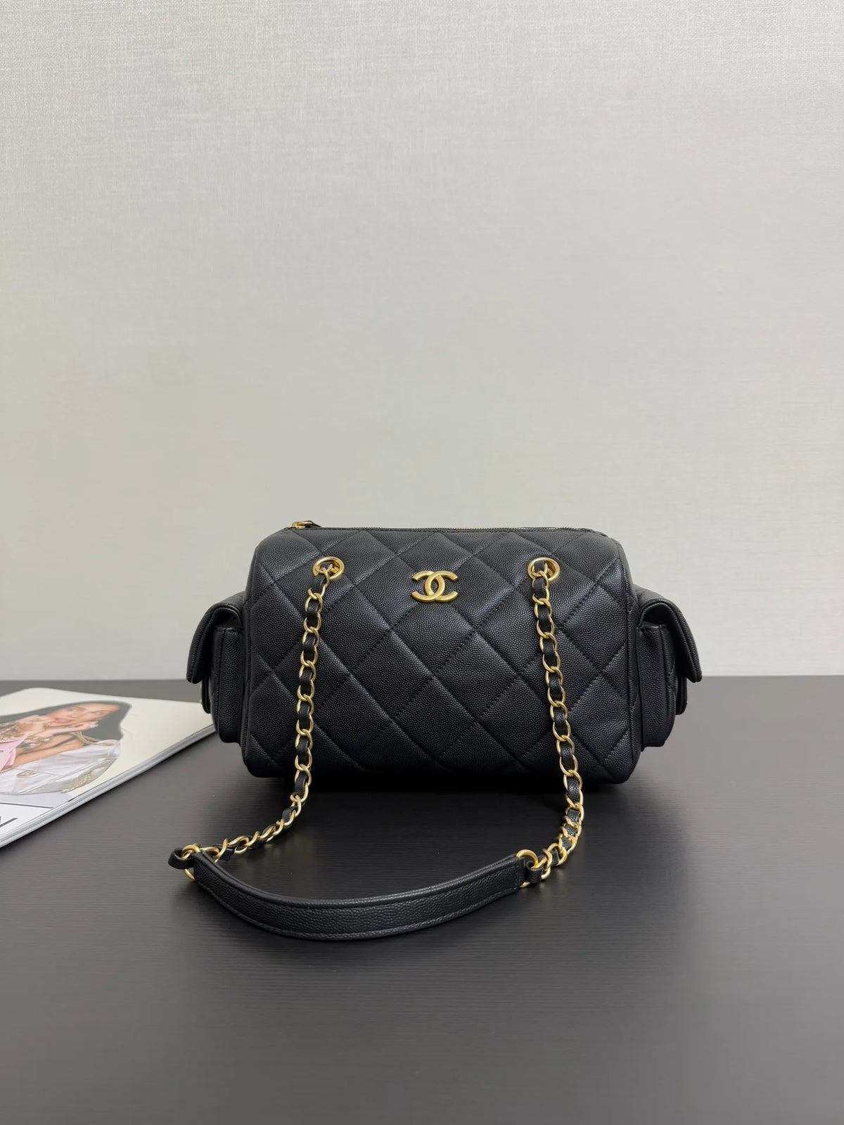 Chanel 25K Quilted Caviar Bowling Bag 99517