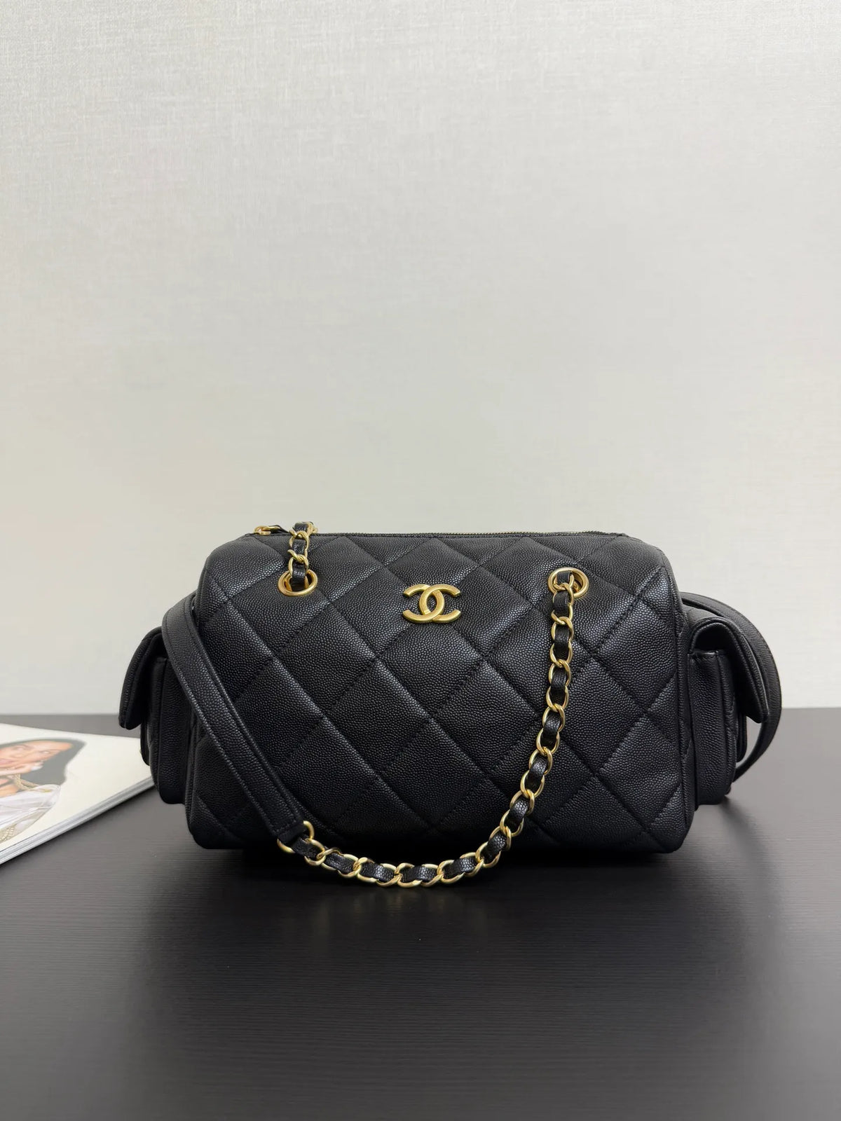 Chanel 25K Quilted Caviar Bowling Bag 99517