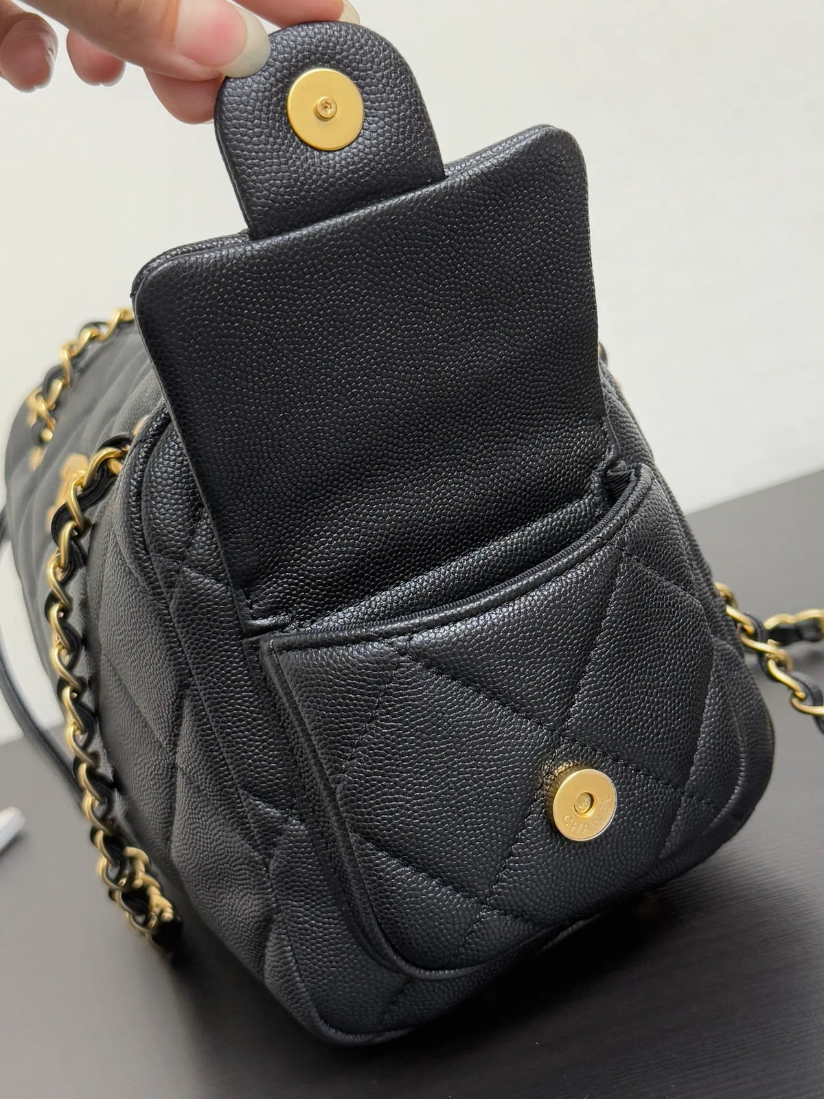 Chanel 25K Quilted Caviar Bowling Bag 99517