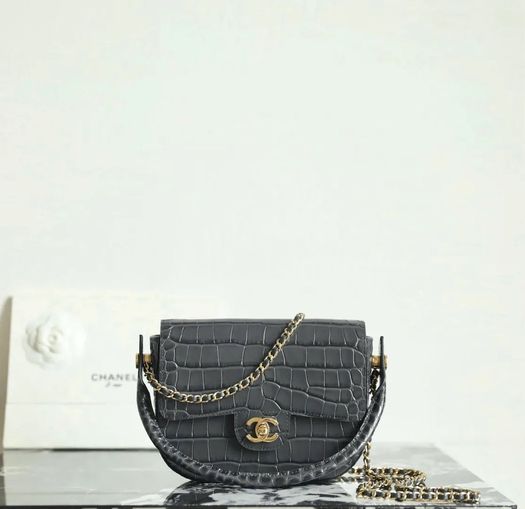 Chanel 26A Handbag Crocodile-Embossed Calfskin 828