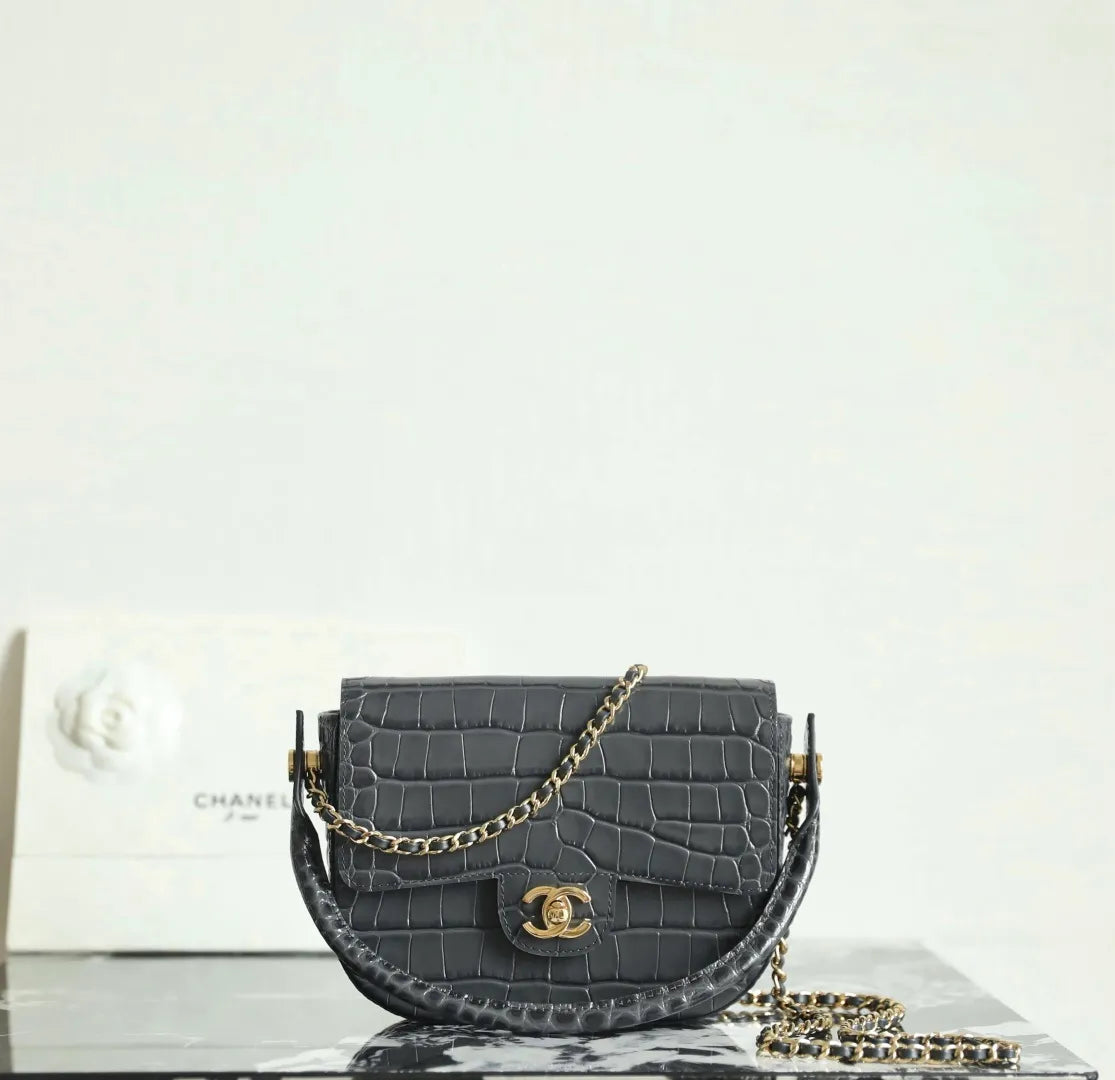 Chanel 26A Handbag Crocodile-Embossed Calfskin 828