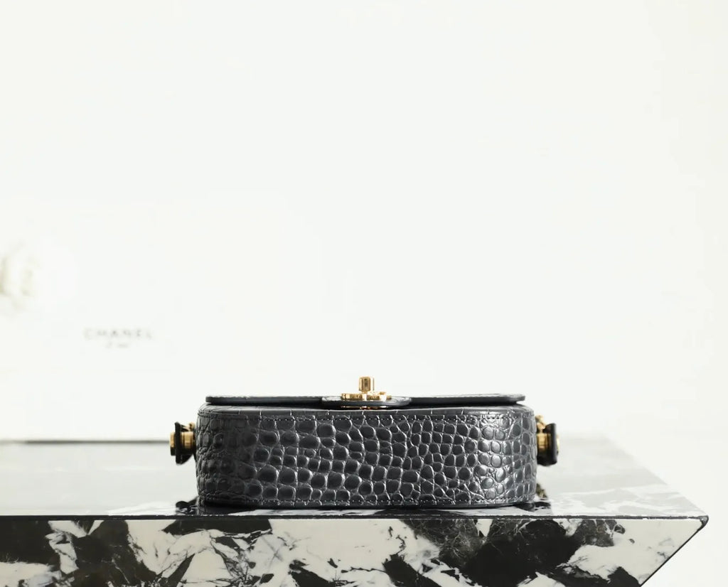 Chanel 26A Handbag Crocodile-Embossed Calfskin 828
