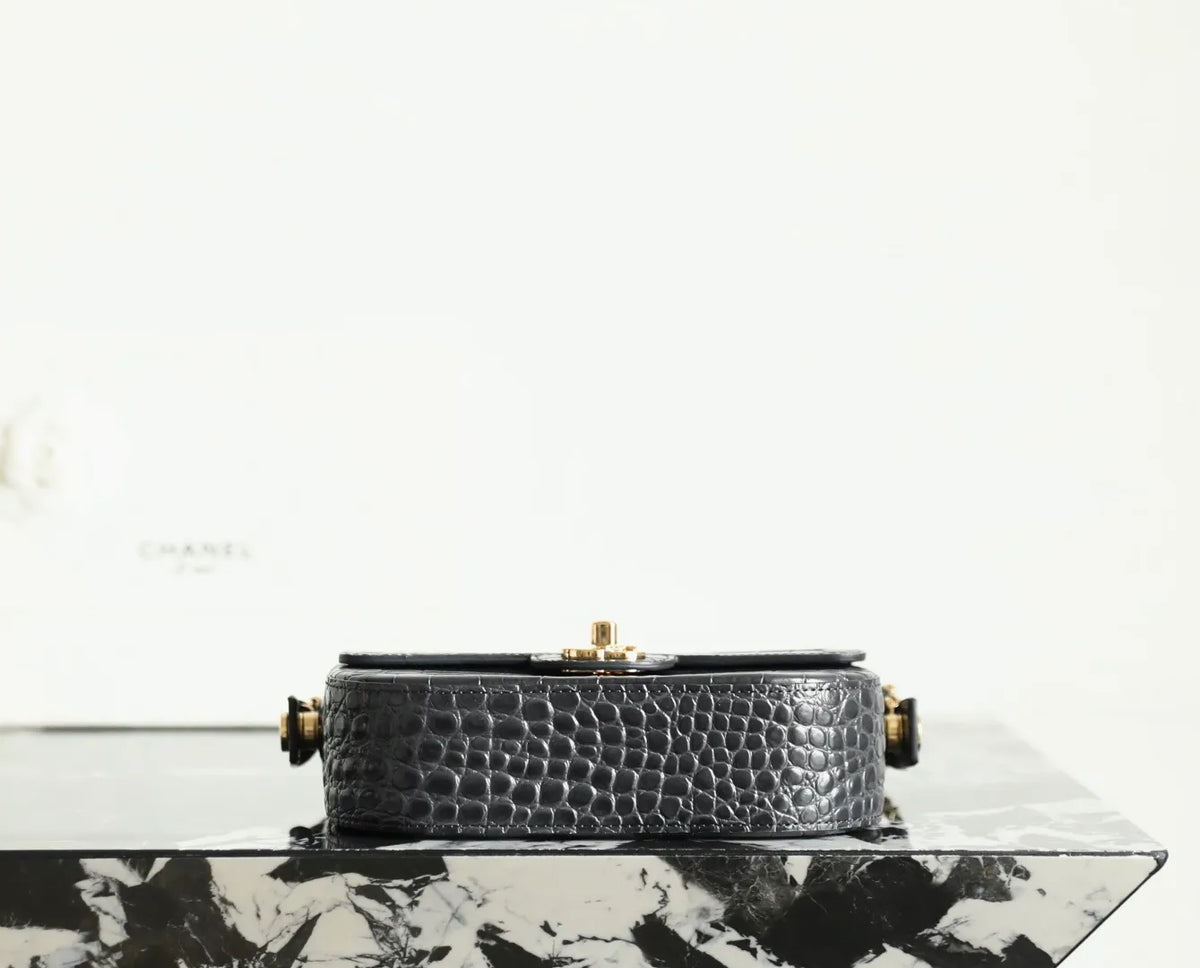 Chanel 26A Handbag Crocodile-Embossed Calfskin 828