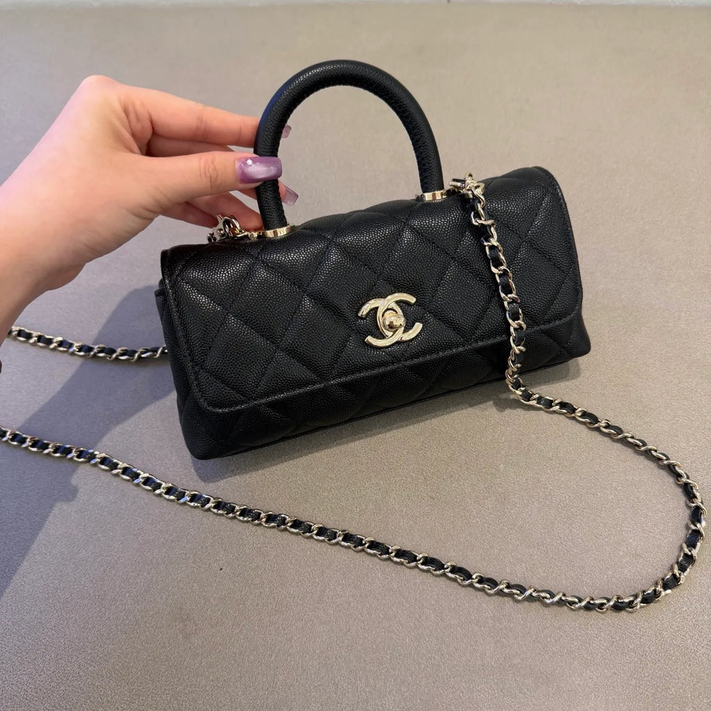 Chanel 26A Mini Coco Handle Horizontal Shoulder Bag Caviar