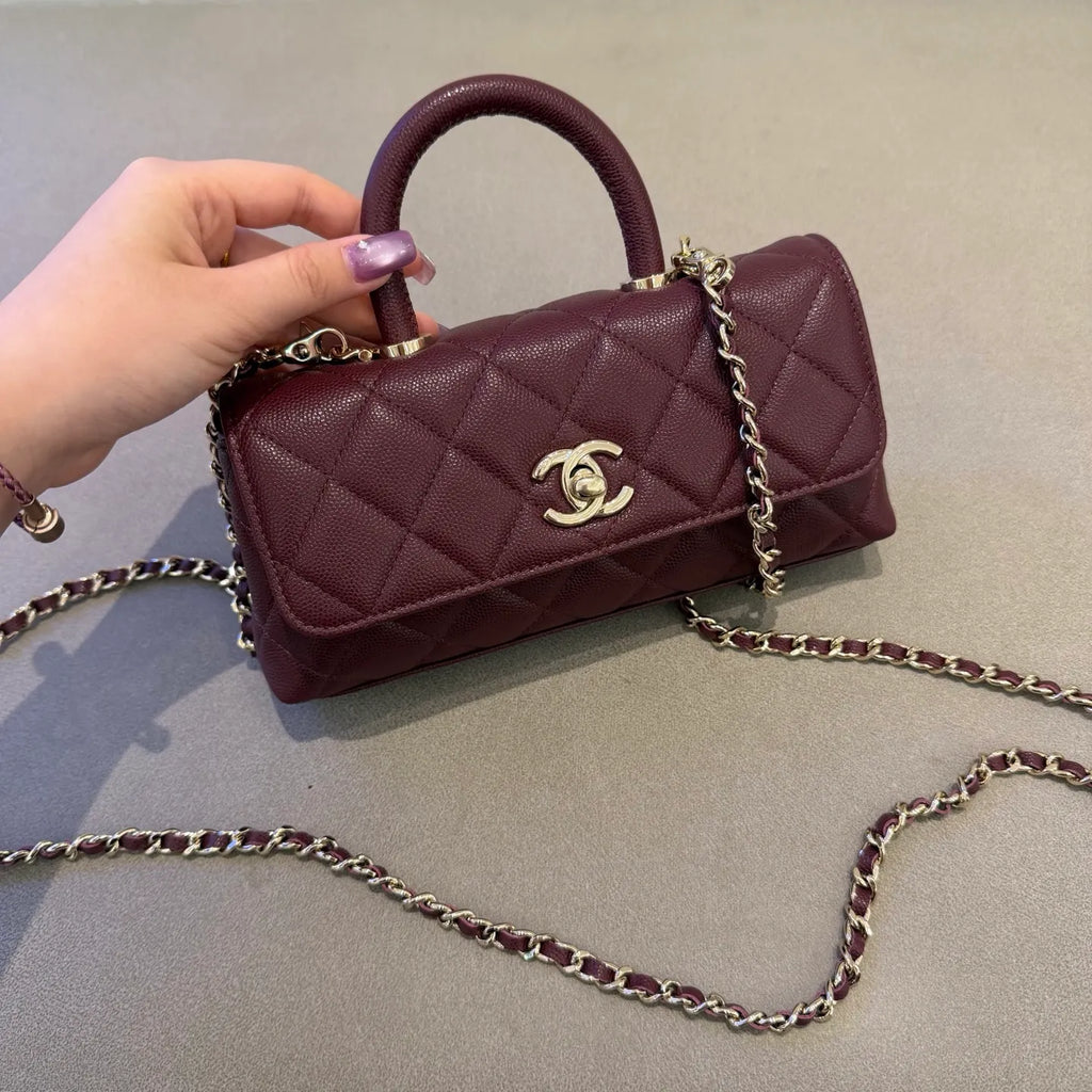 Chanel 26A Mini Coco Handle Horizontal Shoulder Bag Caviar