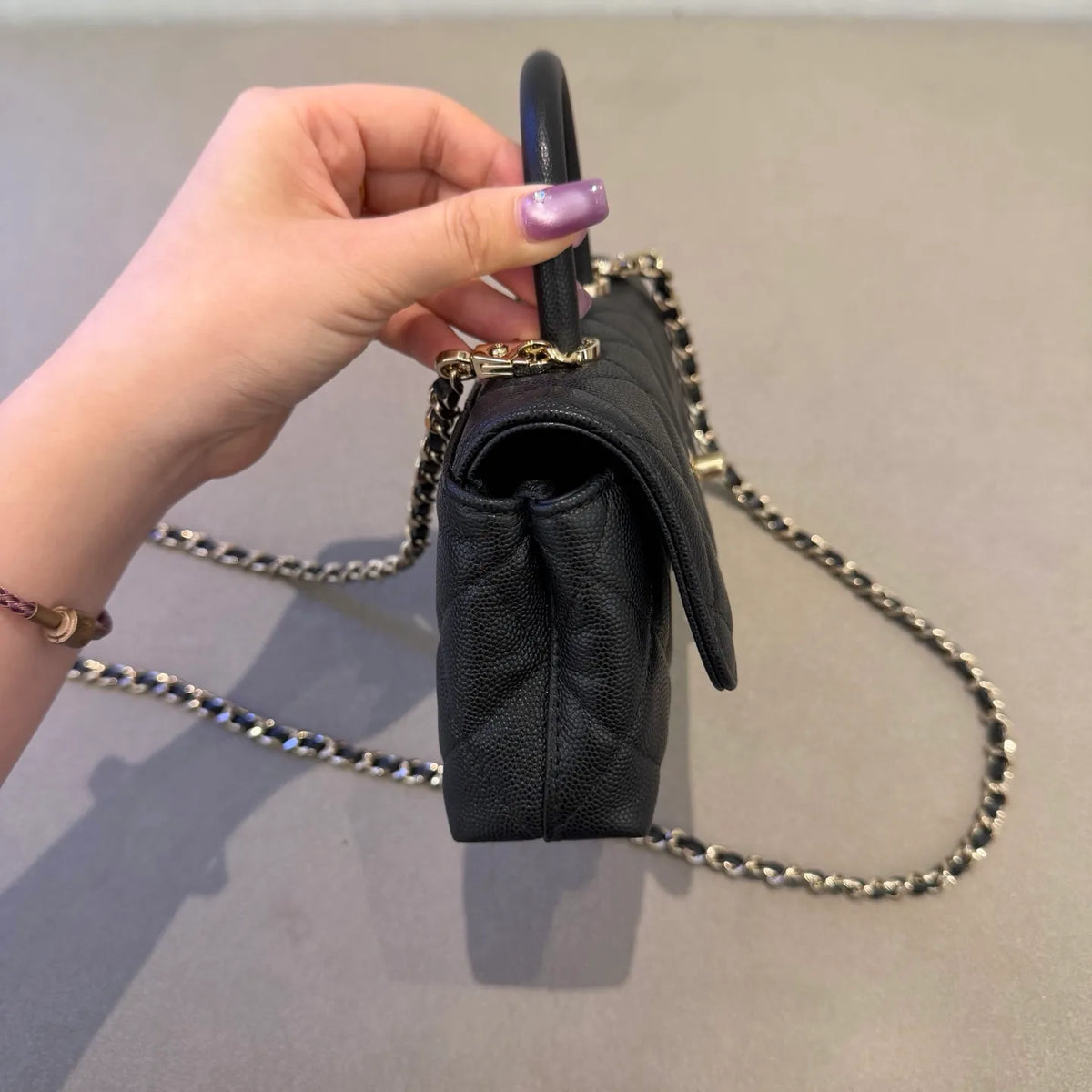 Chanel 26A Mini Coco Handle Horizontal Shoulder Bag Caviar