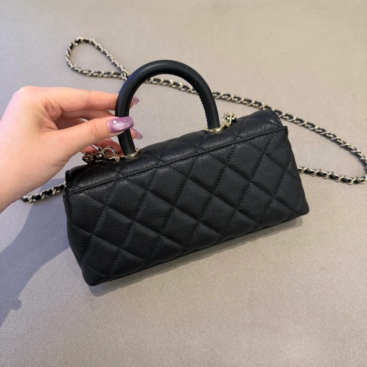 Chanel 26A Mini Coco Handle Horizontal Shoulder Bag Caviar