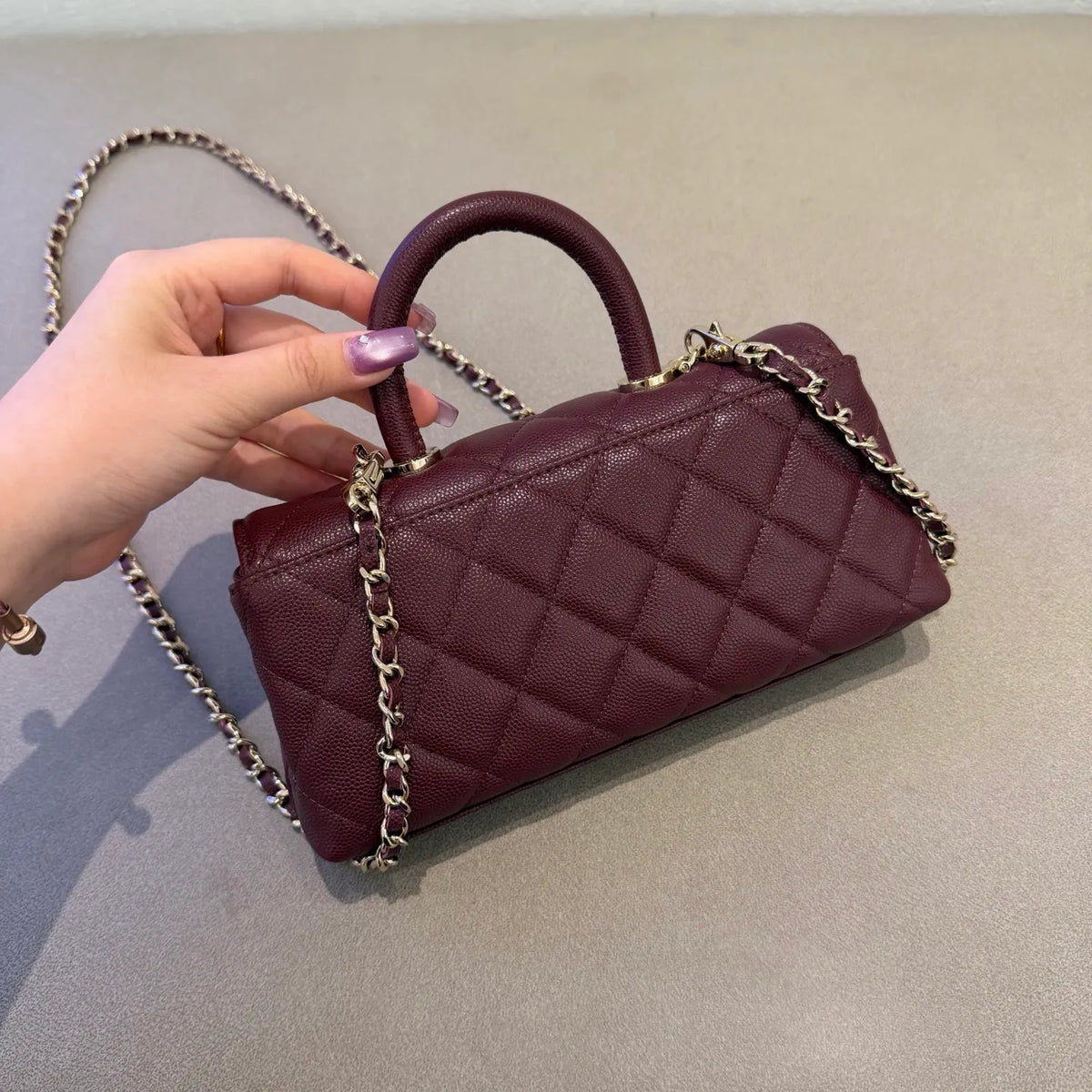 Chanel 26A Mini Coco Handle Horizontal Shoulder Bag Caviar
