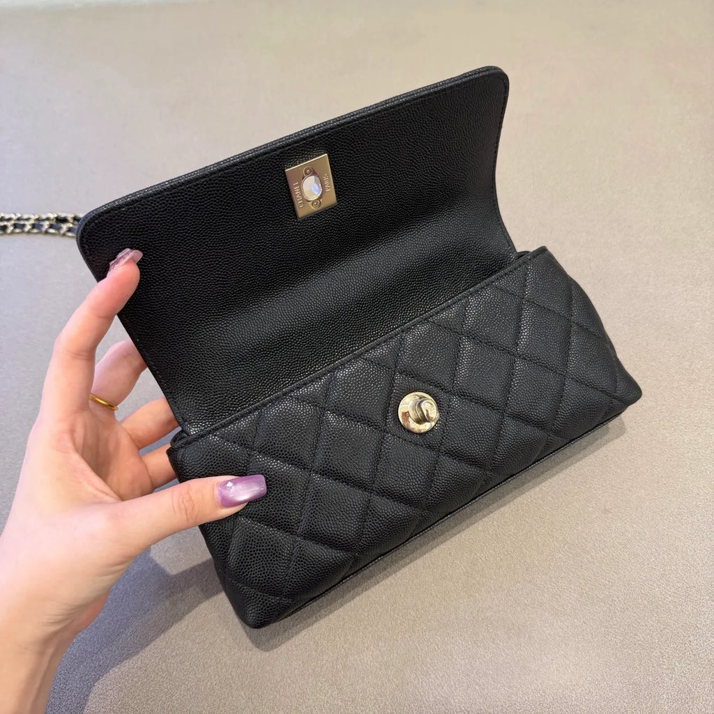 Chanel 26A Mini Coco Handle Horizontal Shoulder Bag Caviar