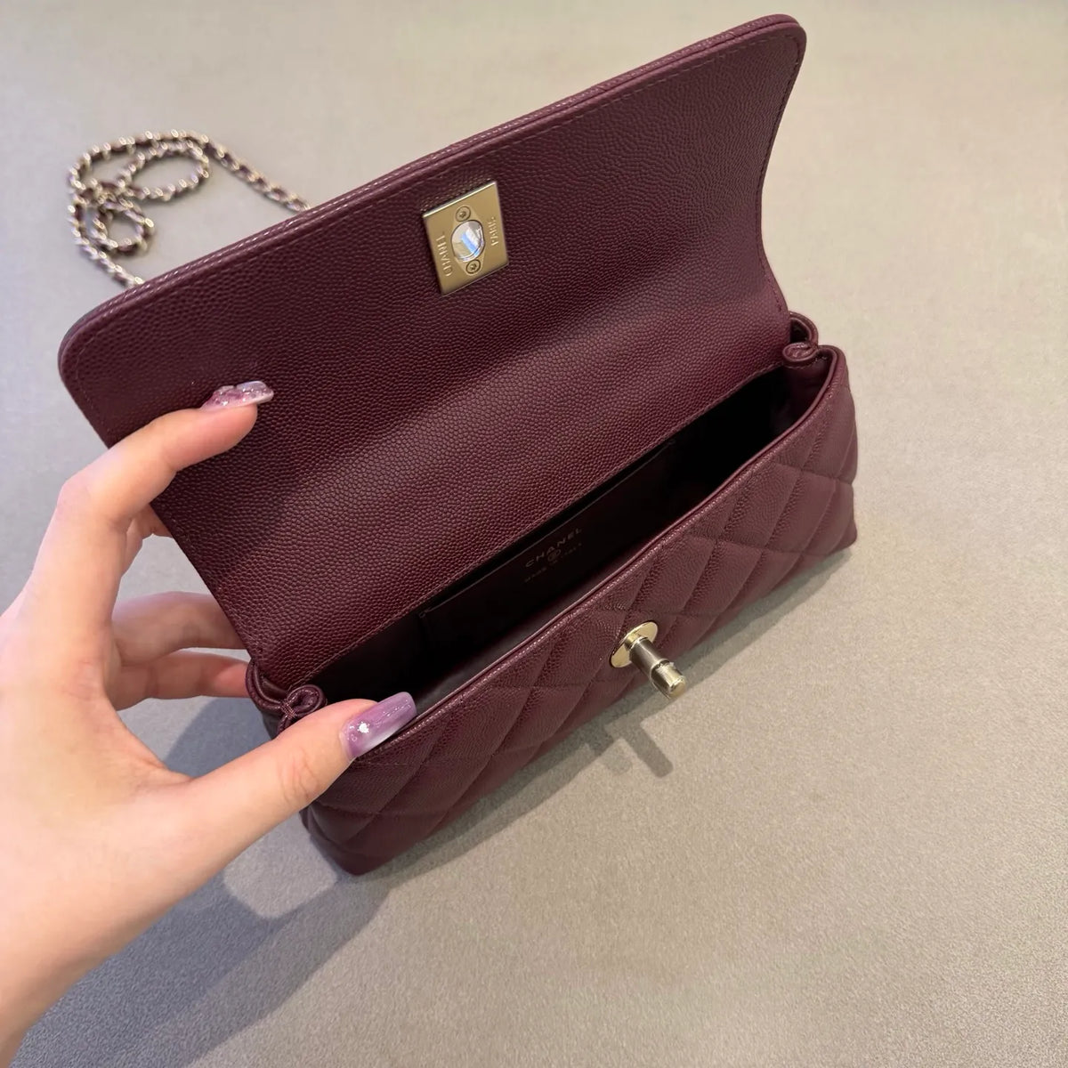Chanel 26A Mini Coco Handle Horizontal Shoulder Bag Caviar