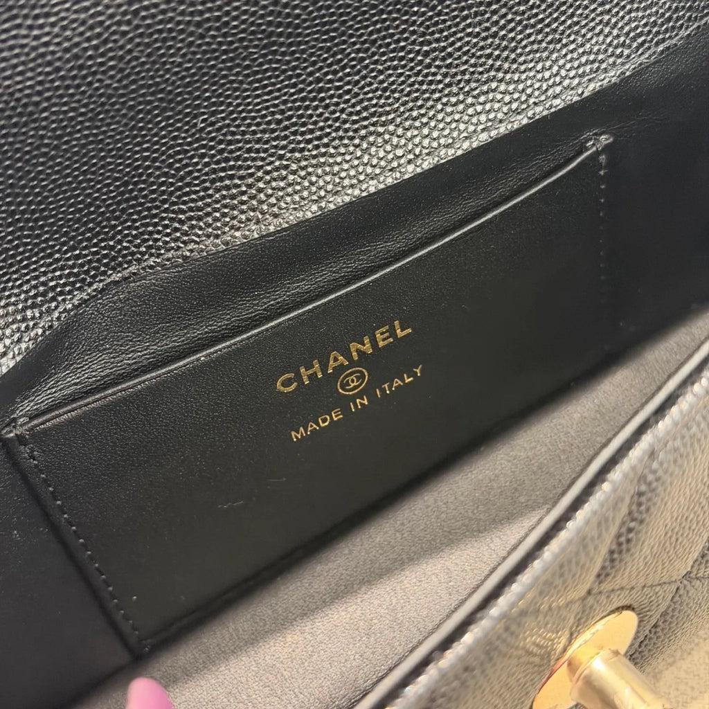 Chanel 26A Mini Coco Handle Horizontal Shoulder Bag Caviar