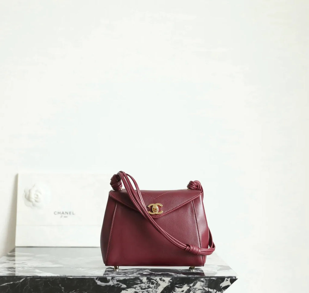 Chanel 26A Mini V-Flap Hobo Bag Calfskin Leather C-861