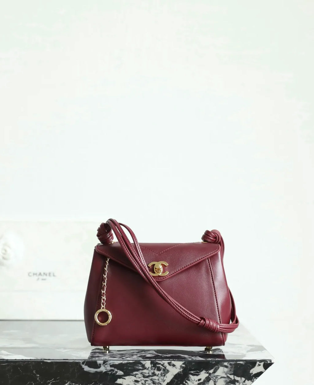 Chanel 26A Mini V-Flap Hobo Bag Calfskin Leather C-861