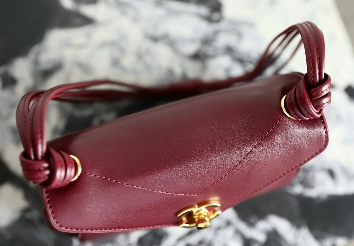 Chanel 26A Mini V-Flap Hobo Bag Calfskin Leather C-861