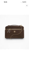 CHANEL 26A Suede Box Bag Deep Coffee