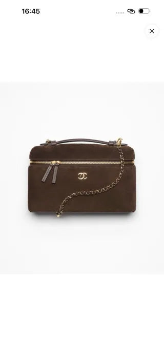CHANEL 26A Suede Box Bag Deep Coffee