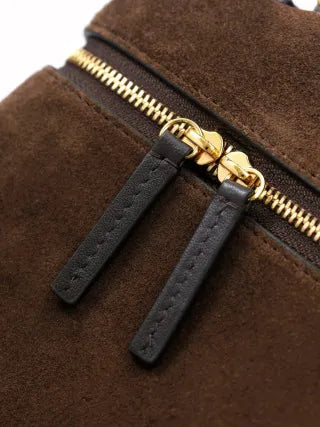 CHANEL 26A Suede Box Bag Deep Coffee