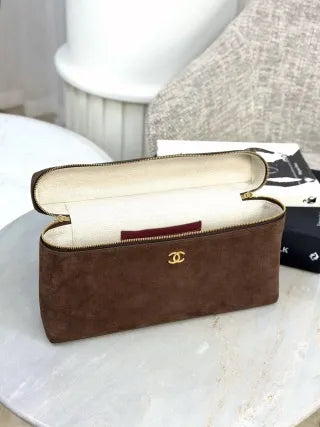 CHANEL 26A Suede Box Bag Deep Coffee