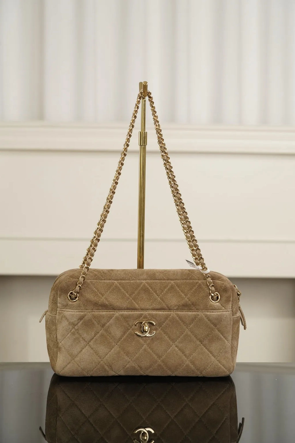 CHANEL 26A Suede Camera Bag Apricot Small