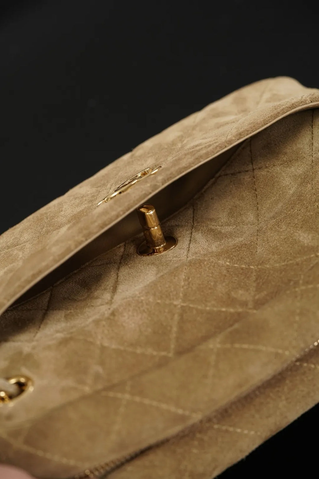 CHANEL 26A Suede Camera Bag Apricot Small