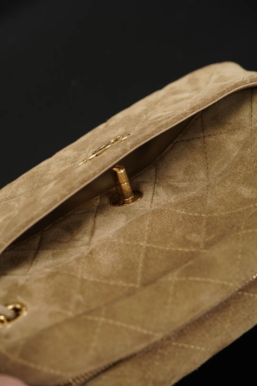 CHANEL 26A Suede Camera Bag Apricot Small