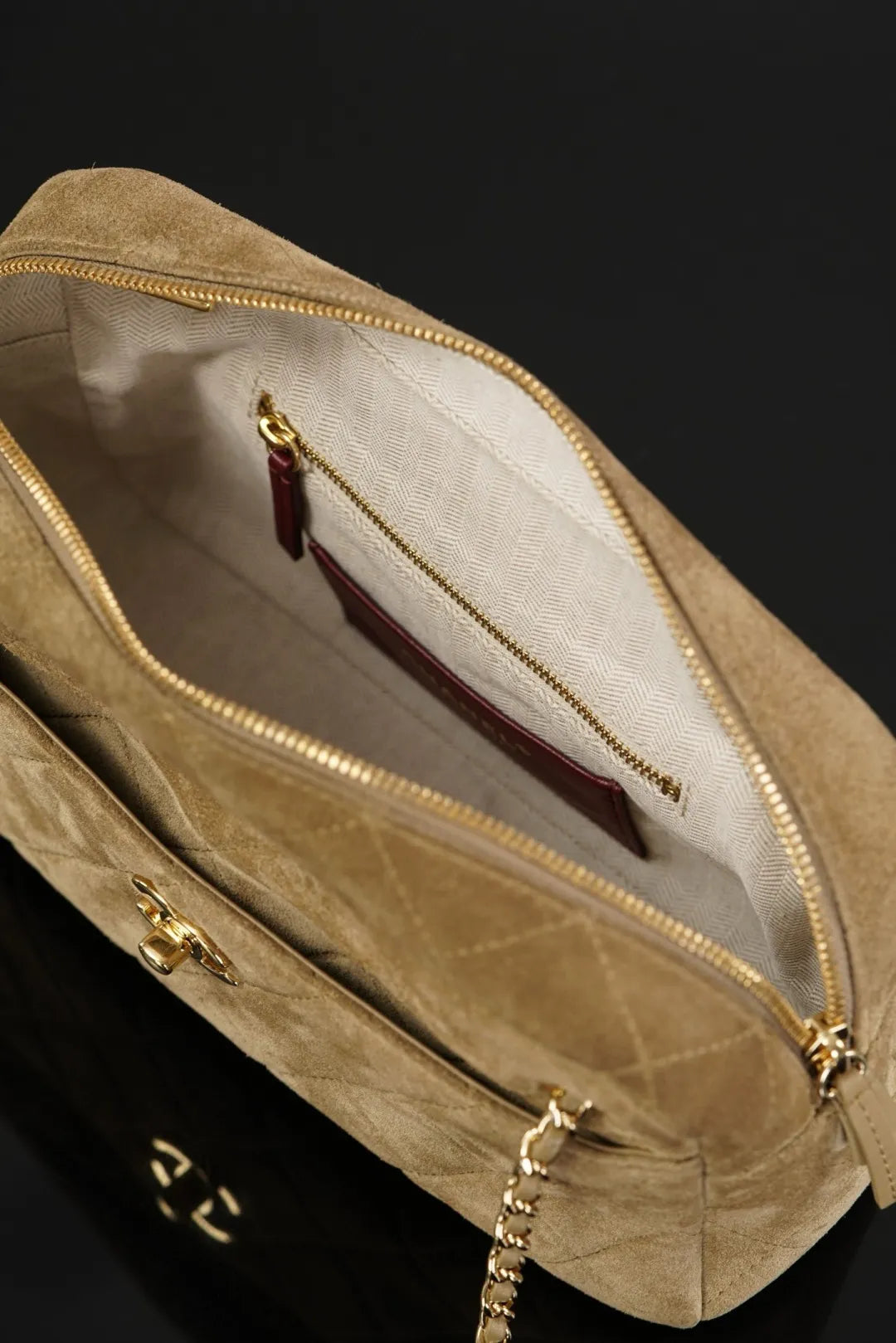CHANEL 26A Suede Camera Bag Apricot Small