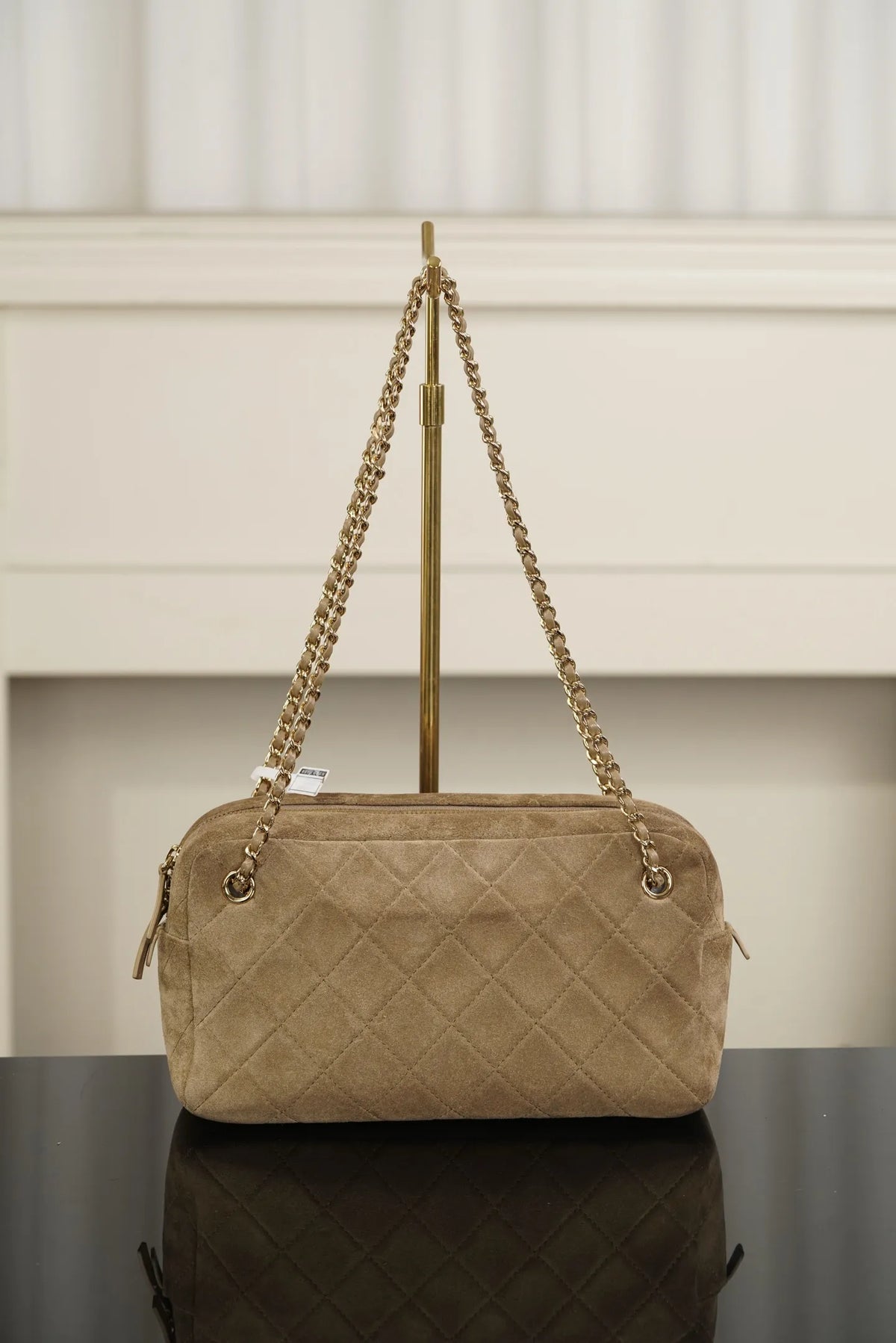 CHANEL 26A Suede Camera Bag Apricot Small